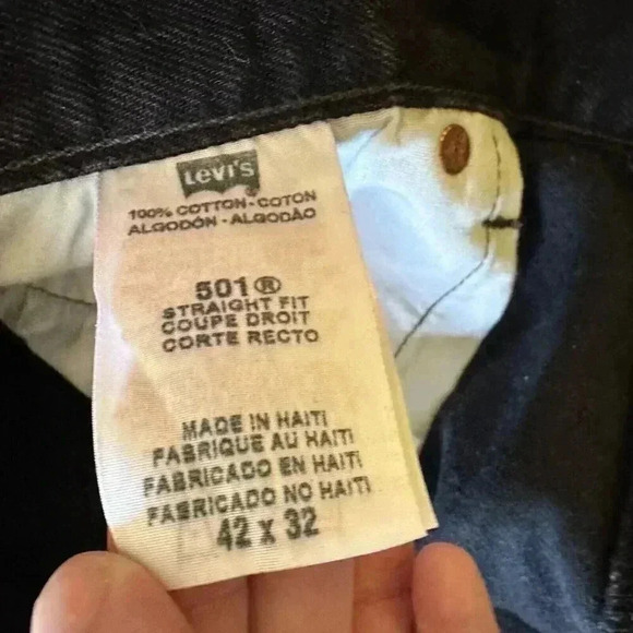 Levi's 501 xx Jeans Men's 42x32 Black 100% Cotton Denim Button Fly - Picture 12 of 16